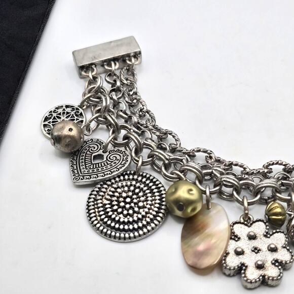 Chico's Boho Bracelet Rustic Patina Matte Silver Tone Magnetic Closing 6.5" L - Picture 5 of 8